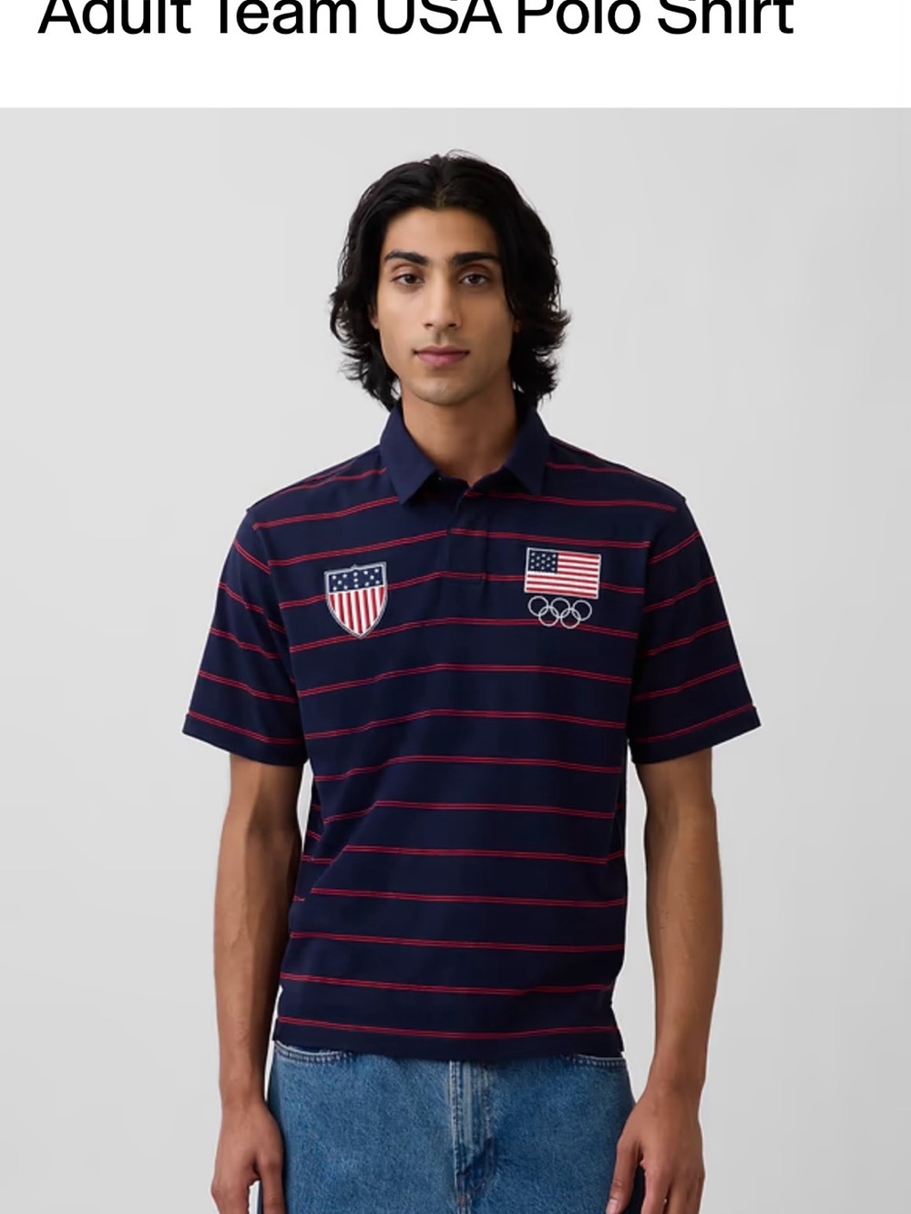 GAP Navy Polo with Red Stripes and USA Patches